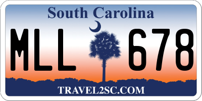 SC license plate MLL678