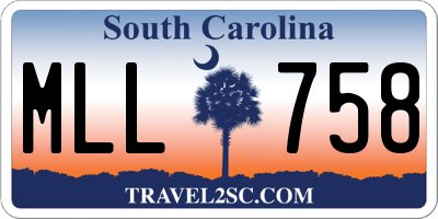 SC license plate MLL758