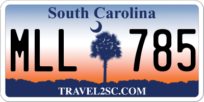 SC license plate MLL785