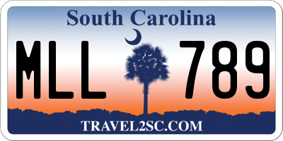SC license plate MLL789