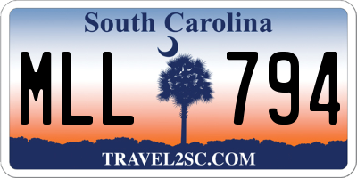 SC license plate MLL794
