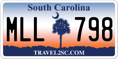 SC license plate MLL798
