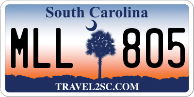 SC license plate MLL805