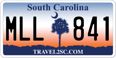 SC license plate MLL841