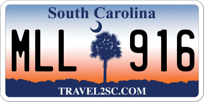 SC license plate MLL916