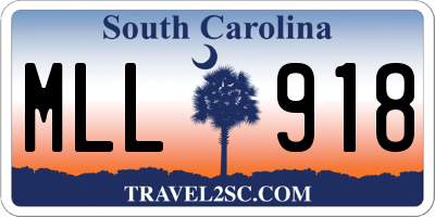 SC license plate MLL918