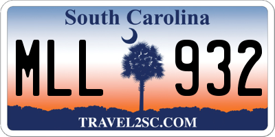 SC license plate MLL932