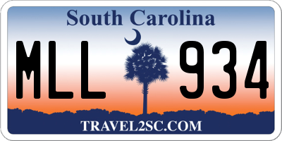 SC license plate MLL934