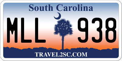SC license plate MLL938