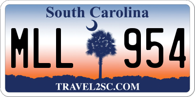 SC license plate MLL954