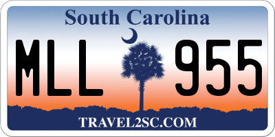SC license plate MLL955