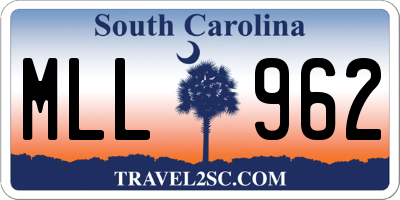SC license plate MLL962