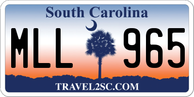 SC license plate MLL965
