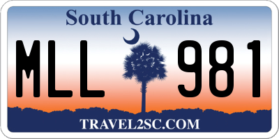 SC license plate MLL981