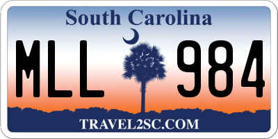 SC license plate MLL984