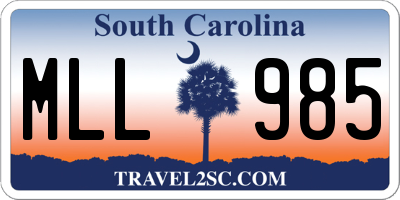 SC license plate MLL985