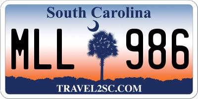 SC license plate MLL986