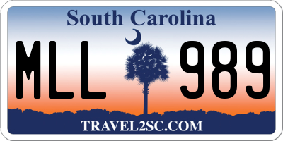 SC license plate MLL989