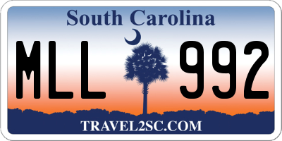 SC license plate MLL992