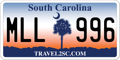 SC license plate MLL996
