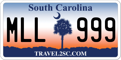 SC license plate MLL999