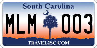 SC license plate MLM003