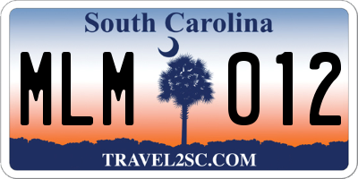 SC license plate MLM012