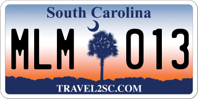 SC license plate MLM013