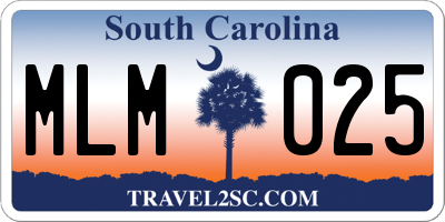 SC license plate MLM025