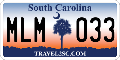 SC license plate MLM033