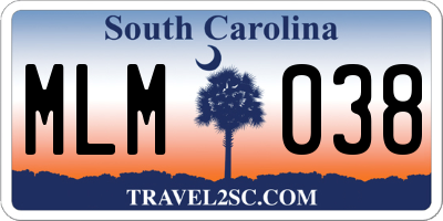 SC license plate MLM038