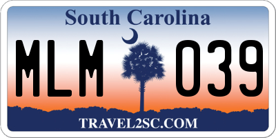 SC license plate MLM039