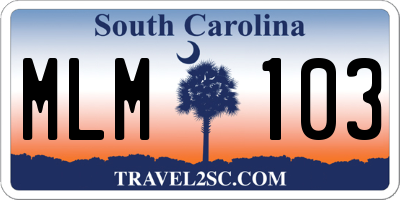 SC license plate MLM103