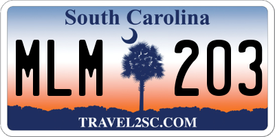 SC license plate MLM203