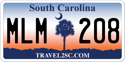 SC license plate MLM208