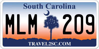 SC license plate MLM209