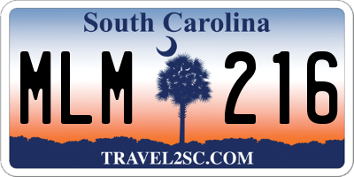 SC license plate MLM216