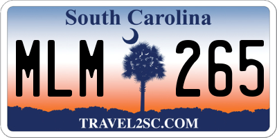 SC license plate MLM265