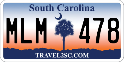 SC license plate MLM478