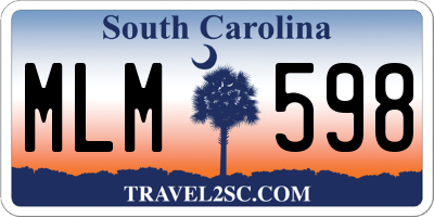 SC license plate MLM598