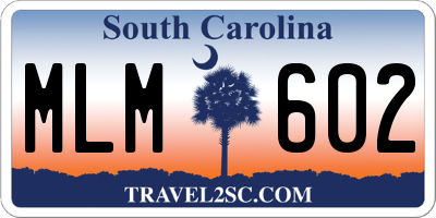 SC license plate MLM602