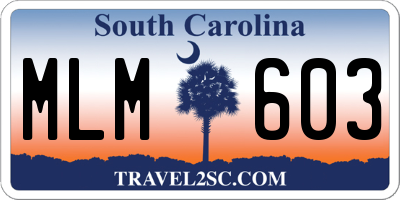 SC license plate MLM603