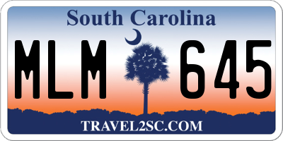 SC license plate MLM645