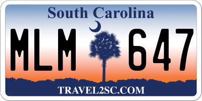 SC license plate MLM647