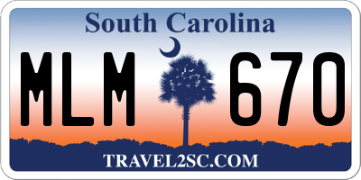 SC license plate MLM670