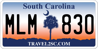 SC license plate MLM830