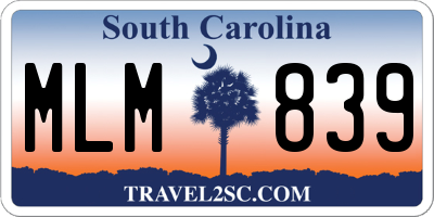SC license plate MLM839