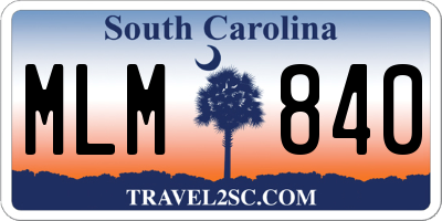 SC license plate MLM840