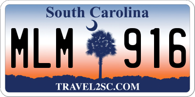 SC license plate MLM916