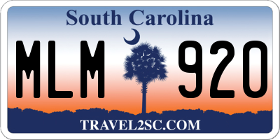 SC license plate MLM920